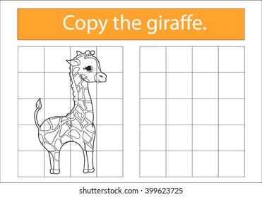 Copy the picture, education game for  children: giraffe.