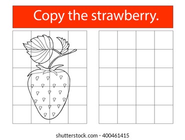 Copy the picture, education game for  children: strawberry.