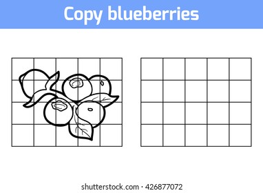 Copy the picture, education game for children. Fruits and vegetables, blueberry