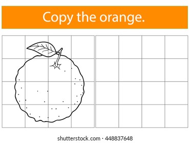 Copy the picture, education game for  children: orange.