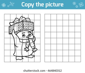 Copy the picture, education game for children. Christmas character, little penguin