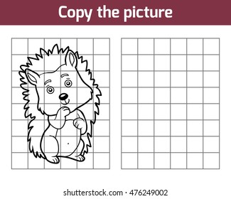 Copy the picture, education game for children, Hedgehog