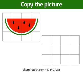 Copy the picture, education game for children, Watermelon