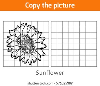 Copy the picture, education game for children, Sunflower