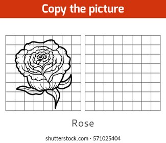 Copy the picture, education game for children, Rose