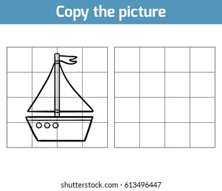 Copy the picture, education game for children, Yacht