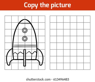Copy the picture, education game for children, Spaceship