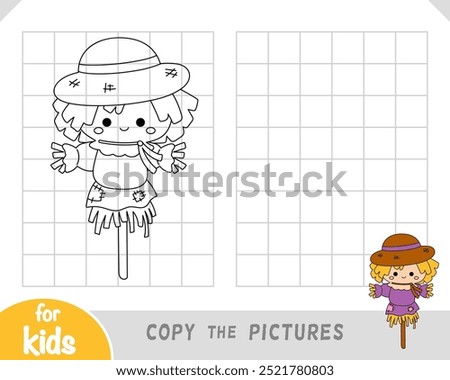 Copy the picture, education game for children, Cute cartoon scarecrow