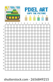 Copy the picture grid drawing worksheet for kids. Pixel art tank Copy the picture grid drawing worksheet for kids. Pixel art tank