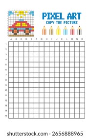 Copy the picture grid drawing worksheet for kids. Pixel art car