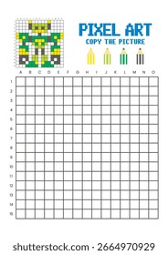 Copy the picture grid drawing worksheet for kids. Pixel art robot