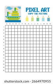 Copy the picture grid drawing worksheet for kids. Pixel art ship