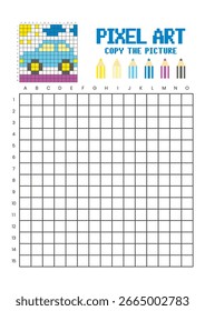 Copie la hoja de cálculo de dibujo de cuadrícula de imagen para niños. Coche de arte del pixel
