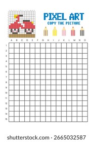 Copiar a planilha de desenho da grade de imagem para crianças. Pixel arte scooter