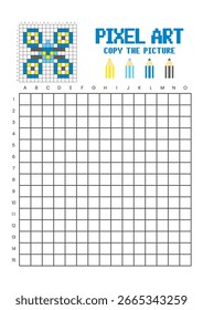 Copy the picture grid drawing worksheet for kids. Pixel art drone