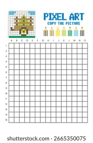 Copy the picture grid drawing worksheet for kids. Pixel art cart