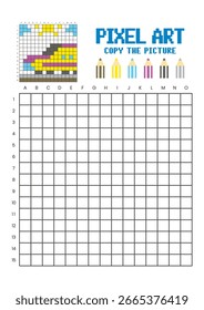 Copy the picture grid drawing worksheet for kids. Pixel art modern train