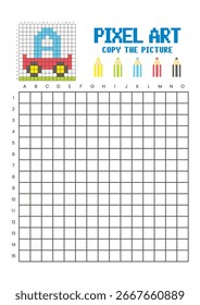 Kopieren Sie das Arbeitsblatt zum Zeichnen des Bildrasters für Kinder. Warenkorb und Buchstabe A