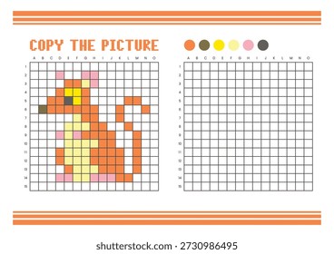 Kopieren Sie das Arbeitsblatt zum Zeichnen des Bildrasters für Kinder. Spaß und pädagogische Farbaktivität. Geeignet für das Üben von Zeichnen und Koordination Fähigkeiten. Pixelbildmaus