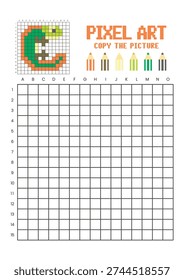 Copy the picture grid drawing worksheet for kids. Pixel art salamander