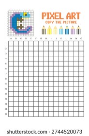 Copy the picture grid drawing worksheet for kids. Pixel art salamander