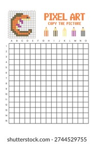Copy the picture grid drawing worksheet for kids. Pixel art salamander