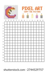 Copy the picture grid drawing worksheet for kids. Pixel art salamander