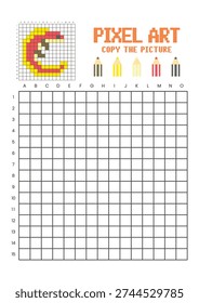 Copy the picture grid drawing worksheet for kids. Pixel art salamander
