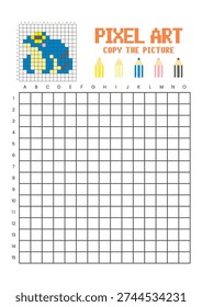 Copy the picture grid drawing worksheet for kids. Pixel art frog