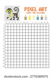 Copy the picture grid drawing worksheet for kids. Pixel art capuchin monkey