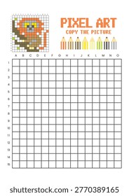 Copy the picture grid drawing worksheet for kids. Pixel art marmoset monkey