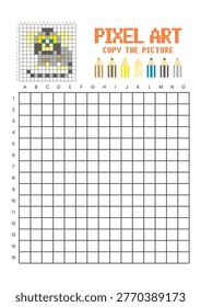 Copy the picture grid drawing worksheet for kids. Pixel art marmoset monkey