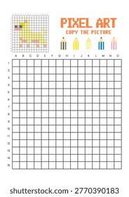 Copy the picture grid drawing worksheet for kids. Pixel art dog