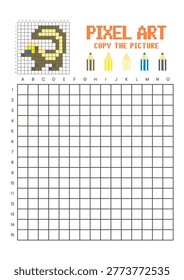 Copy the picture grid drawing worksheet for kids. Pixel art skunk