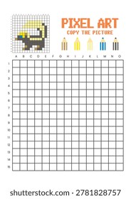Copy the picture grid drawing worksheet for kids. Pixel art skunk