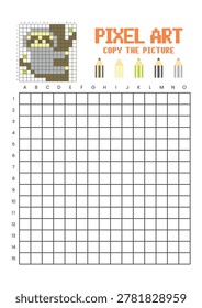 Copy the picture grid drawing worksheet for kids. Pixel art sloth