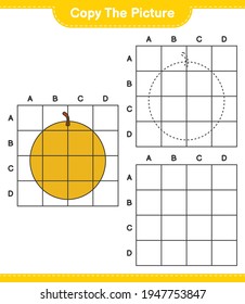 Copy the picture, copy the picture of Honey Melon using grid lines. Educational children game, printable worksheet, vector illustration