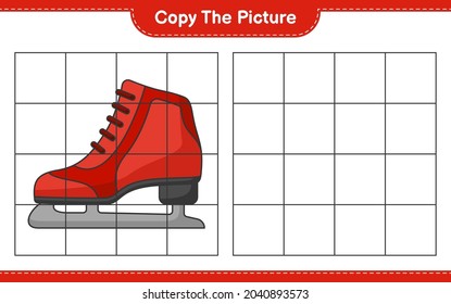 Copy the picture, copy the picture of Ice Skates using grid lines. Educational children game, printable worksheet, vector illustration