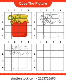 Copy the picture, copy the picture of Jam using grid lines. Educational children game, printable worksheet, vector illustration