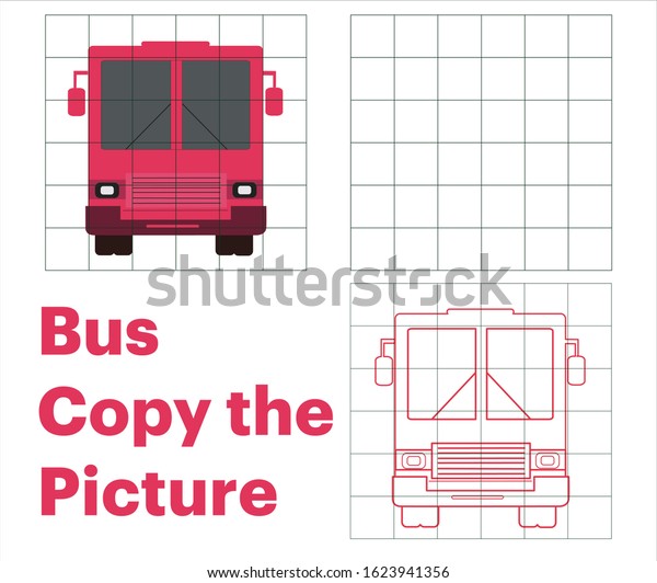 copy\
the picture for kids bus icon drawing on grid\
lines
