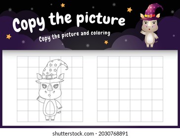 copy the picture kids game and coloring page with a cute rhino using halloween costume