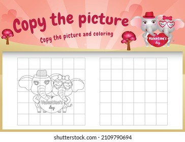 copy the picture kids game and coloring page with a cute elephant using valentine costume