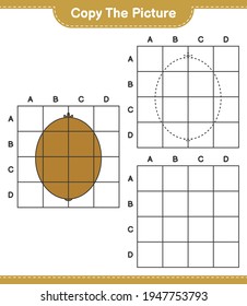 Copy the picture, copy the picture of Kiwi using grid lines. Educational children game, printable worksheet, vector illustration