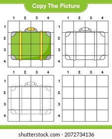 Copy the picture, copy the picture of Luggage using grid lines. Educational children game, printable worksheet, vector illustration