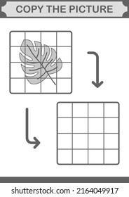 Copy the picture with Monstera. Worksheet for kids