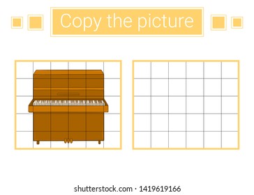 Copy the picture. Piano. Educational children game. 