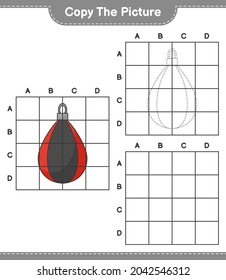 Copy the picture, copy the picture of Punching Bag using grid lines. Educational children game, printable worksheet, vector illustration