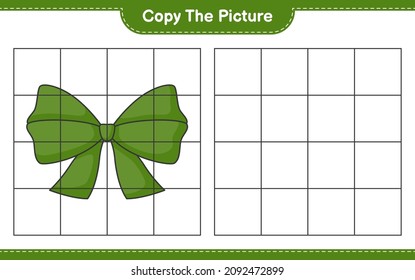Copy the picture, copy the picture of Ribbon using grid lines. Educational children game, printable worksheet, vector illustration