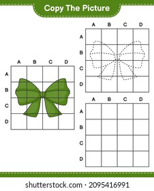 Copy the picture, copy the picture of Ribbon using grid lines. Educational children game, printable worksheet, vector illustration