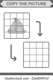 Copy the picture with Sailboat. Worksheet for kids